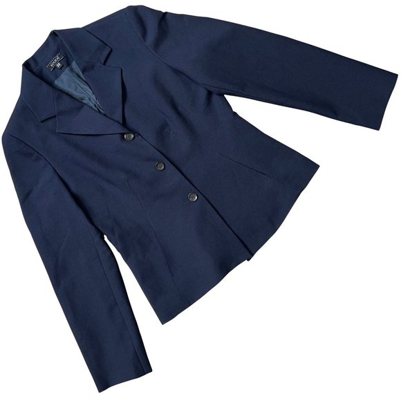 KOOKAÏ (Australia) Top Stitched Waist Dart Inseam Pocket Blazer Navy (Max Mara)
